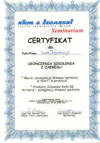 certyfikat kiehl